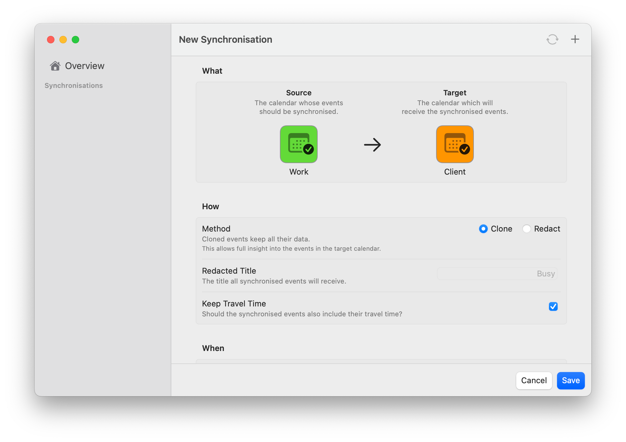 Screenshot of application when both calendars were selected